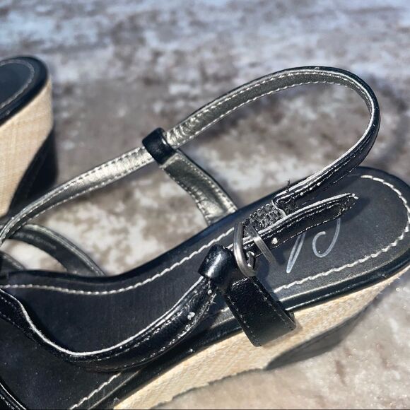 Charles by Charles David Womens Argent Sandals Casual SZ 7B black & tan wedge - Picture 7 of 10